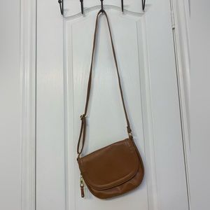 Selling brown pleather cross body bag